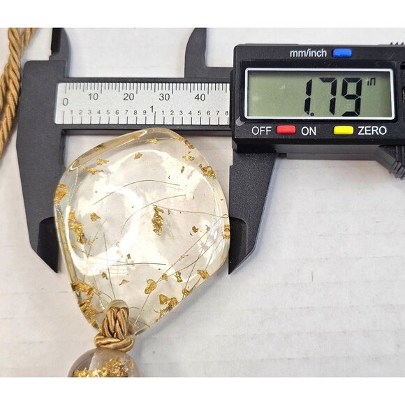 Handcrafted Gold Flakes Clear Resin Pendant Necklace & Cord - Picture 8 of 8